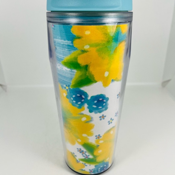Starbucks Spring Floral Traveler Tumbler Acrylic Coffee Mug 2004 Yellow 16oz - Picture 3 of 8